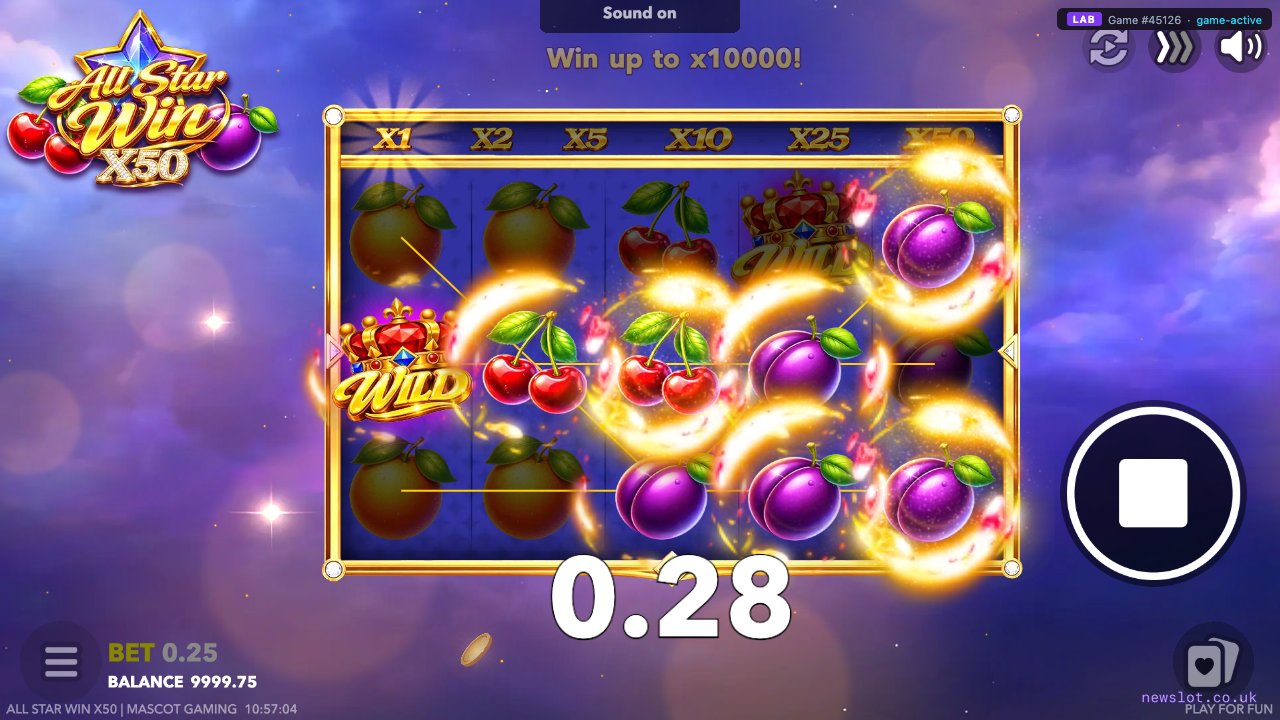 All Star Win x50 reels in motion