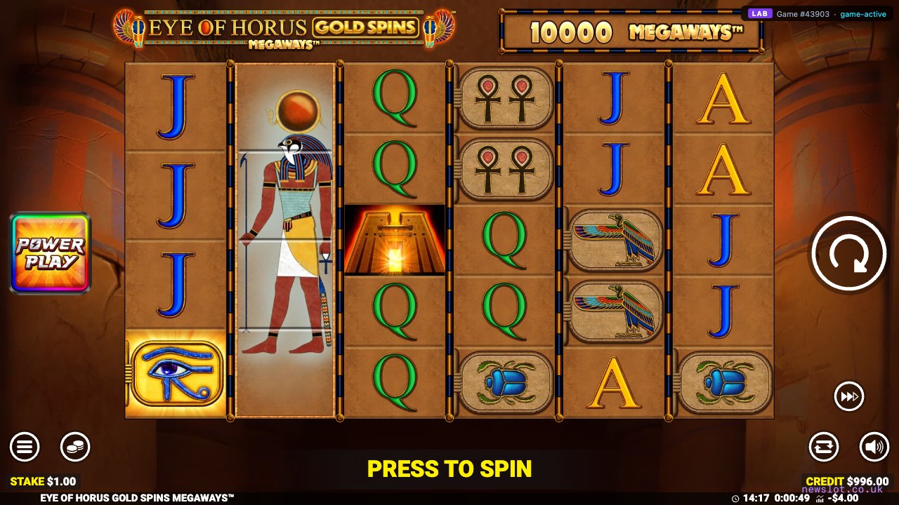 Eye of Horus Gold Spins Megaways reels in motion