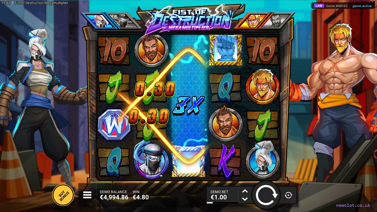 Fist of Destruction Megamultiplier reels in motion