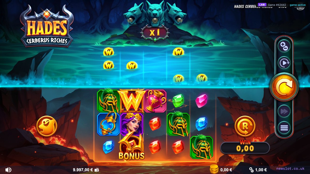 Hades Cerberus Riches reels in motion