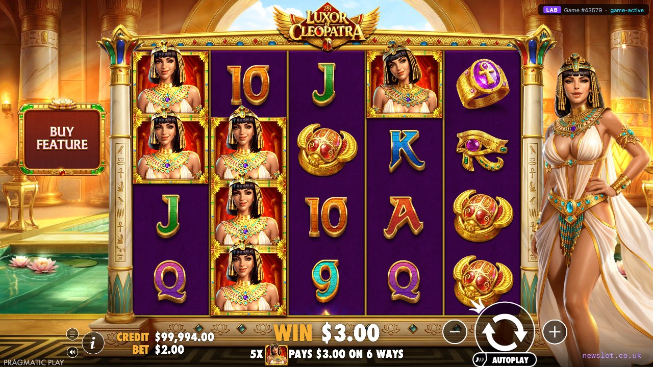 Luxor of Cleopatra reels in motion