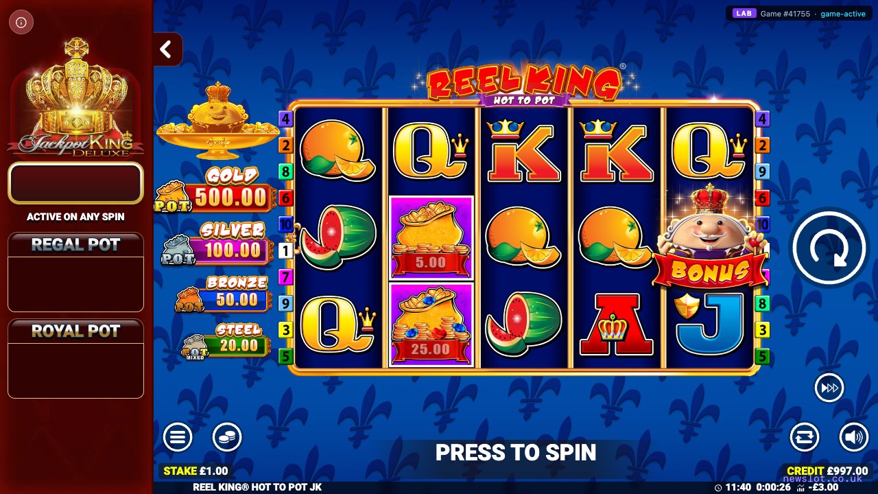 Reel King Hot To Pot reels in motion