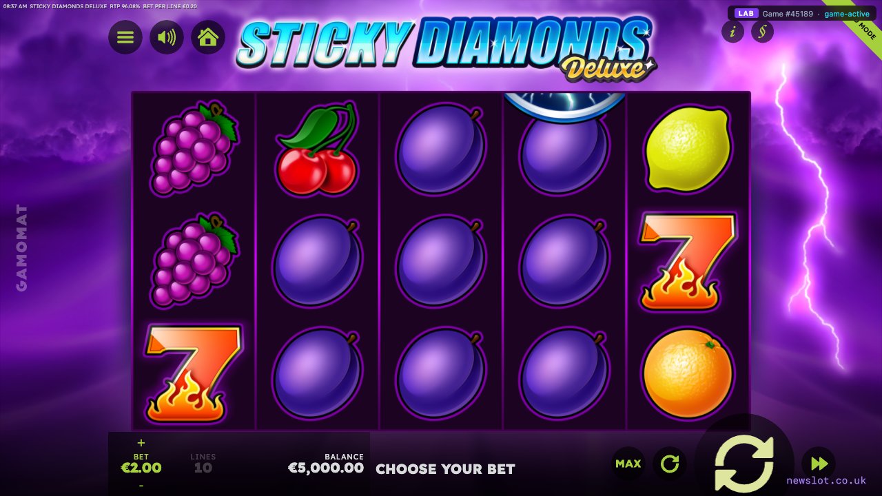 Sticky Diamonds Deluxe reels in motion