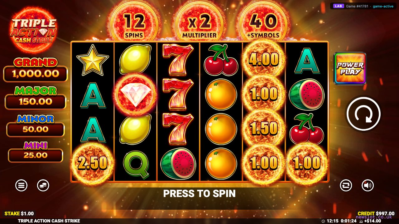 Triple Action Cash Strike reels in motion
